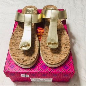 Tory Burch Gold Cork Sandals